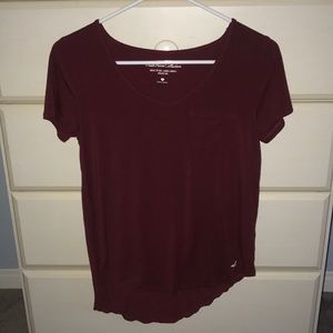 Maroon Hollister pocket T-shirt
